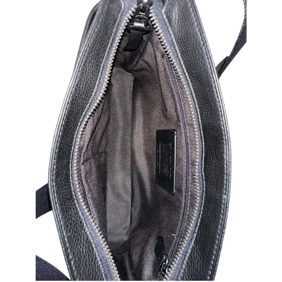 Coach Thompson Signature Stripe Messenger Crossbody Bag | Black Leather Canvas - Picture 9 of 16